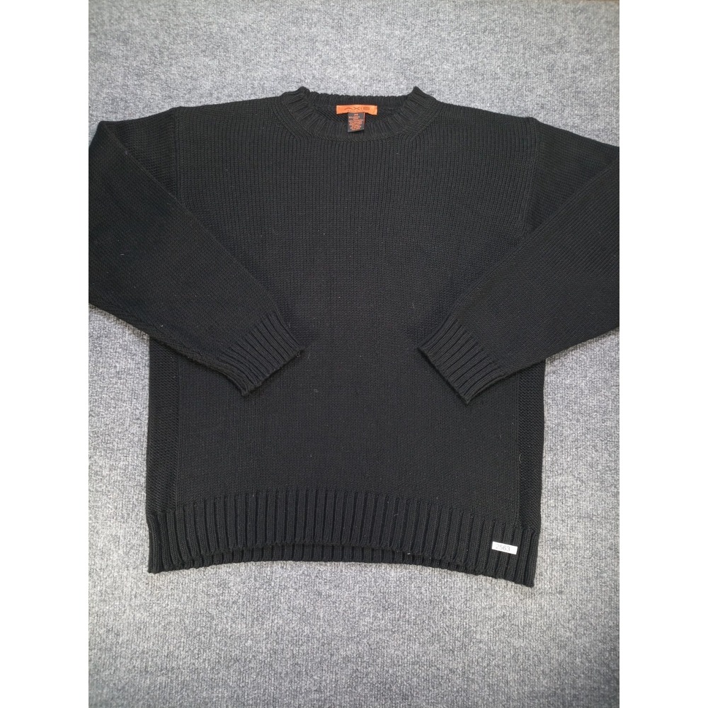 Axis Mens M Black Merino Wool Cashmere Blend Crewneck Sweater Made in Italy